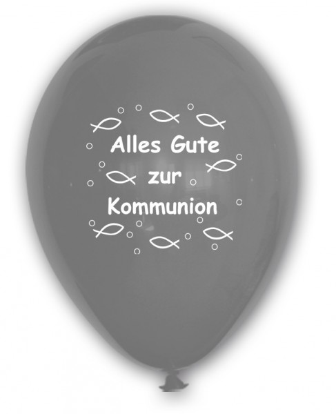 10 Ballons Alles Gute zur Kommunion, silber, ca. 30 cm