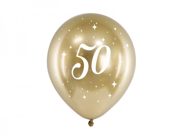 Ballons 50, gold glossy, ca. 30 cm, 6 St.