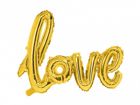 Folienballon Schriftzug love, gold, ca. 60 cm
