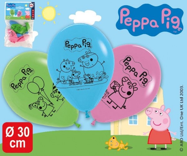 5 Ballons Peppa Pig, ca. 30 cm