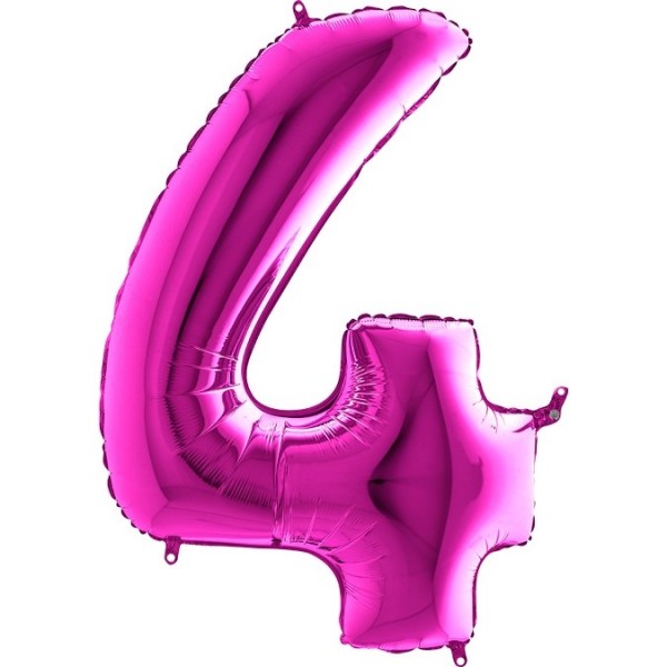 Folienballon Zahl 4, ca. 100 cm, pink