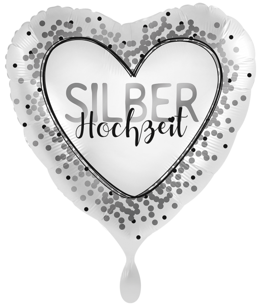 Ballongruß: Herz Silberhochzeit Konfetti, ca. 45 cm