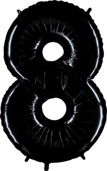 Folienballon Zahl 8, ca. 100 cm, schwarz