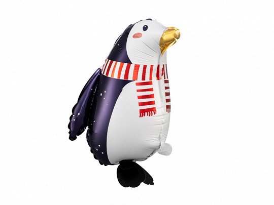 Ballongruß: Airwalker Pinguin mit rotem Schal, ca. 45 cm