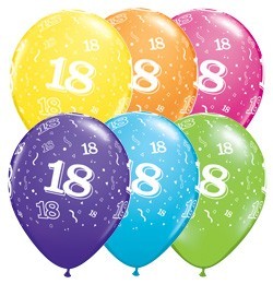 5 Zahlenballons 18 Qualatex, Tropical-Mix, ca. 30 cm