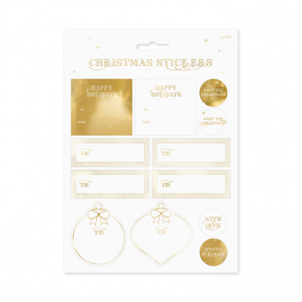 Aufkleber Sticker Weihnachten, weiß gold, 1 Bogen