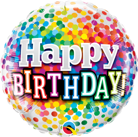 Folienballon Happy Birthday buntes Konfetti ca. 45 cm