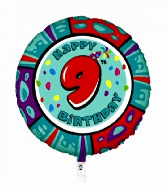 Ballongruß: Happy 9th Birthday, Animaloons, ca. 50 cm
