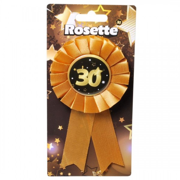 Rosette 30 schwarz/gold, ca. 14x8 cm