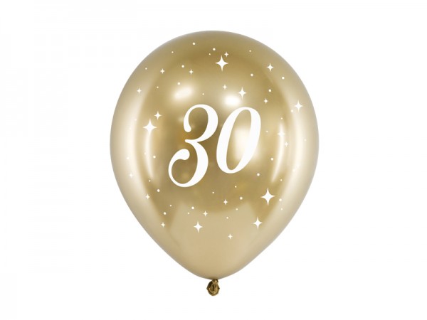 Ballons 30, gold glossy, ca. 30 cm, 6 St.