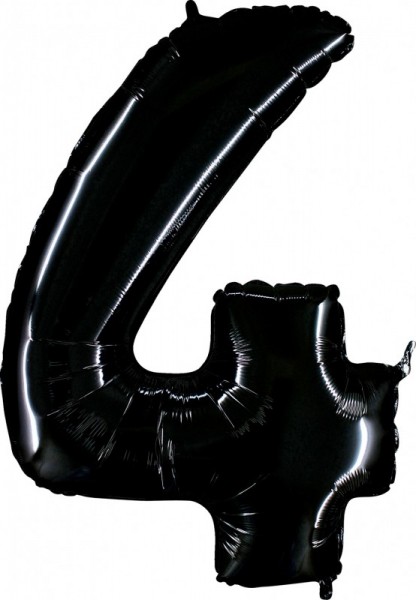 Folienballon Zahl 4, ca. 100 cm, schwarz