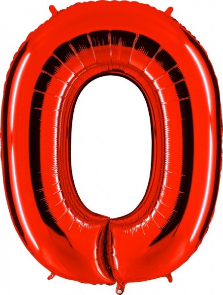 Folienballon Zahl 0, ca. 100 cm, rot