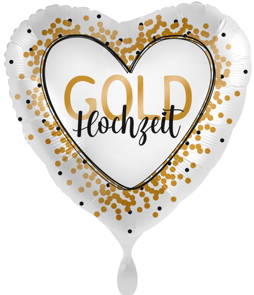 Ballongruß: Herz Goldhochzeit Konfetti, ca. 45 cm