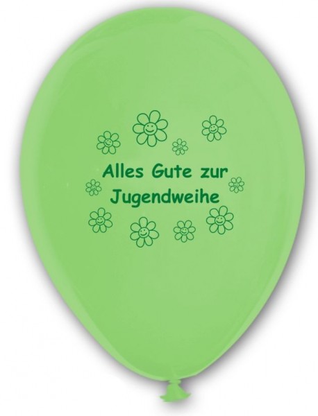 10 Ballons Alles Gute zur Jugendweihe, hellgrün &amp; weiß, ca. 30 cm