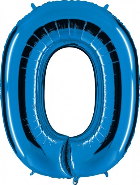 Folienballon Zahl 0, ca. 100 cm, blau