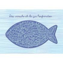 Grußkarte: Das wünsche ich dir zur Konfirmation.....blauer, großer Fisch