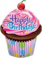 Mini-Folienballon Happy Birthday Cupcake, luftgefüllt,, ca. 18x28 cm