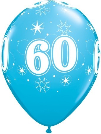 5 Zahlenballons 60 Qualatex, blau, ca. 30 cm