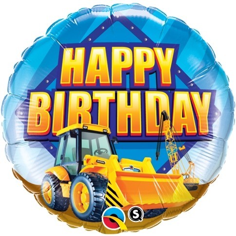 Folienballon Happy Birthday, Bagger, ca. 45 cm