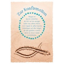 Grußkarte: Zur Konfirmation - Mögest du Spuren entdecken ......Fisch im Sand