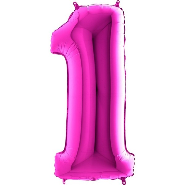 Folienballon Zahl 1, ca. 100 cm, pink