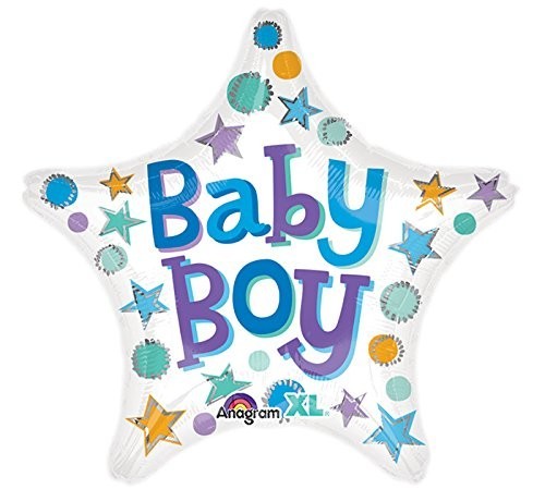 Ballongruß: Baby Boy Stern, ca. 45 cm