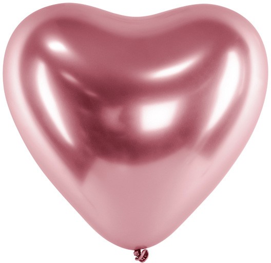 Herzballons, 30 cm, chrome glossy rosa mauve
