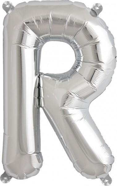 Folienballon Buchstabe R, silber, ca. 35 cm, für Luftbefüllung