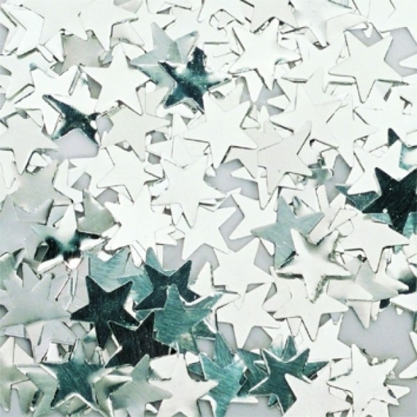 Folien-Konfetti, Sterne, silber, Box ca. 5,7x4x1,2 cm