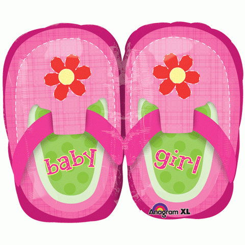 Ballongruß: baby girl, rosa Schuhe, ca. 55 cm
