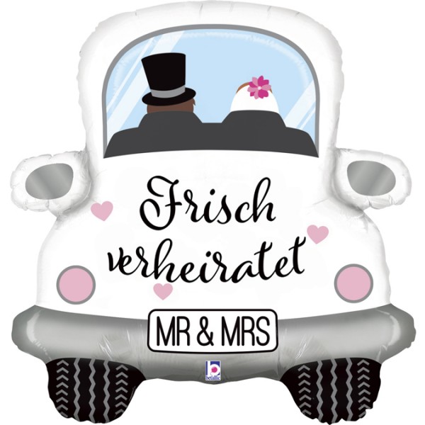 Ballongruß XL: Frisch verheiratet - Mr &amp; Mrs, Auto, ca. 75 cm