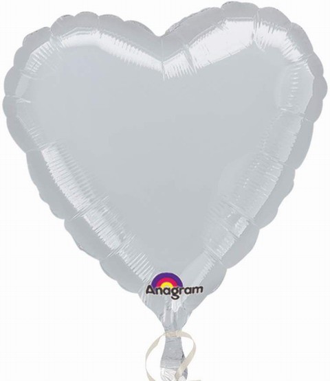 Ballongruß: Herz, silber, ca. 60 cm