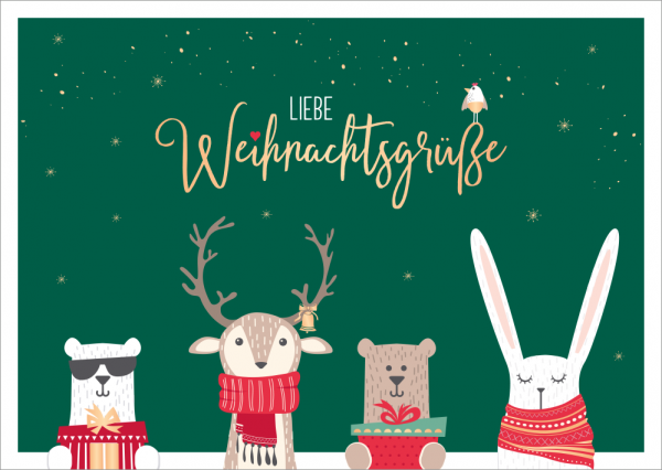 Postkarte Liebe Weihnachtsgrüße - 4 Freunde