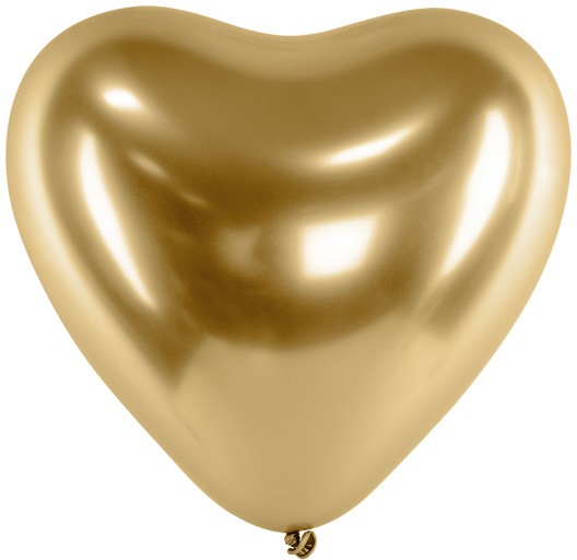 Herzballons, 30 cm, chrome glossy gold