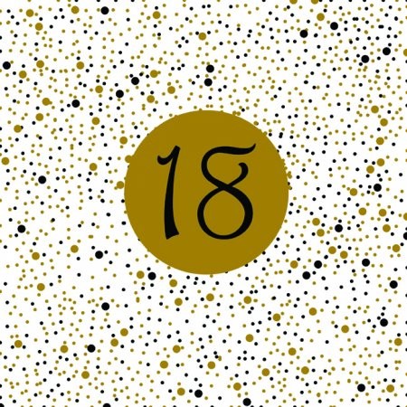 Servietten 18 Konfetti, weiß schwarz gold, 33x33 cm, 20 St.