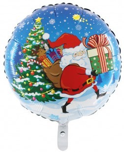 Folienballon Weihnachtsmann &amp; Tannenbaum, ca. 45 cm