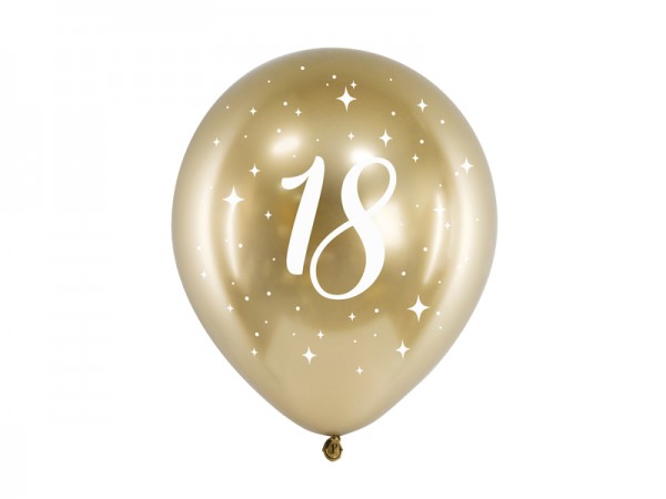 Ballons 18, gold glossy, ca. 30 cm, 6 St.