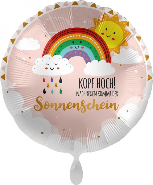Folienballon KOPF HOCH! Nach Regen kommt der Sonnenschein, ca. 45 cm