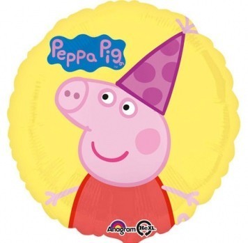 Ballongruß: Peppa Pig mit Partyhütchen, ca. 45 cm