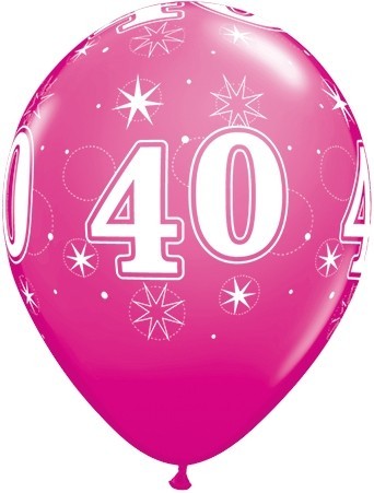 5 Zahlenballons 40 Qualatex, pink, ca. 30 cm