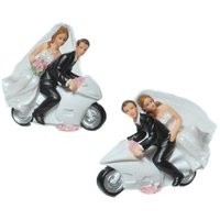 Brautpaar auf weißem Motorrad, 2-fach sortiert, Polystone