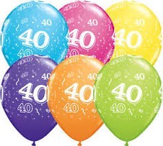 5 Zahlenballons 40 Qualatex, Tropical-Mix, ca. 30 cm
