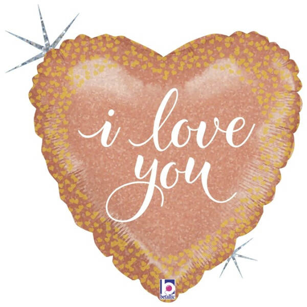 Folienherz i love you - Rosegold - 45 cm