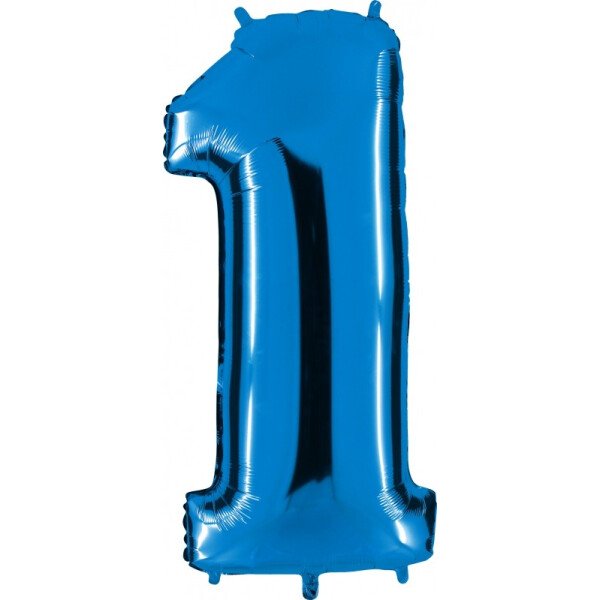 Folienballon Zahl 1 - Blau - 66 cm