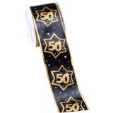 Geschenkband 50 - Schwarz Gold - 3 Meter