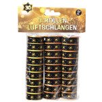 Luftschlangen 30 - schwarz/gold -  3 Rollen