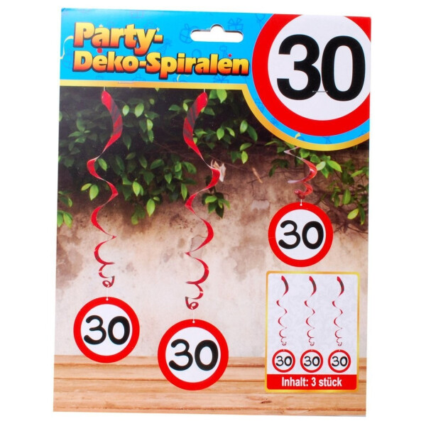 Swirl-Deko 30 Verkehrsschild - 60 cm - 3 St.