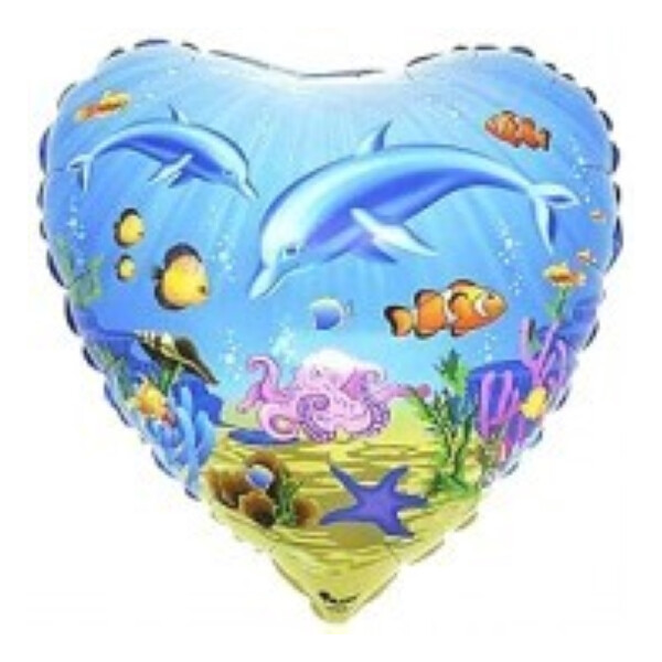 Ballongruß: Herz Unterwasserwelt - 35 cm