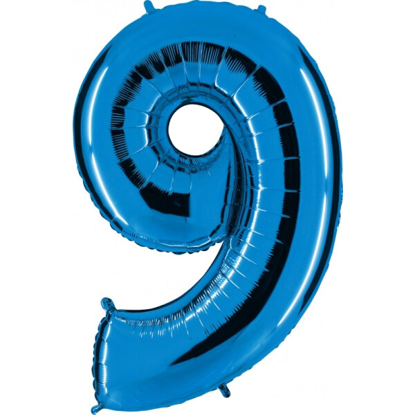 Folienballon Zahl 9 - Blau - 66 cm