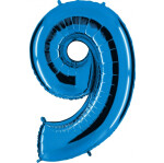 Folienballon Zahl 9 - Blau - 66 cm